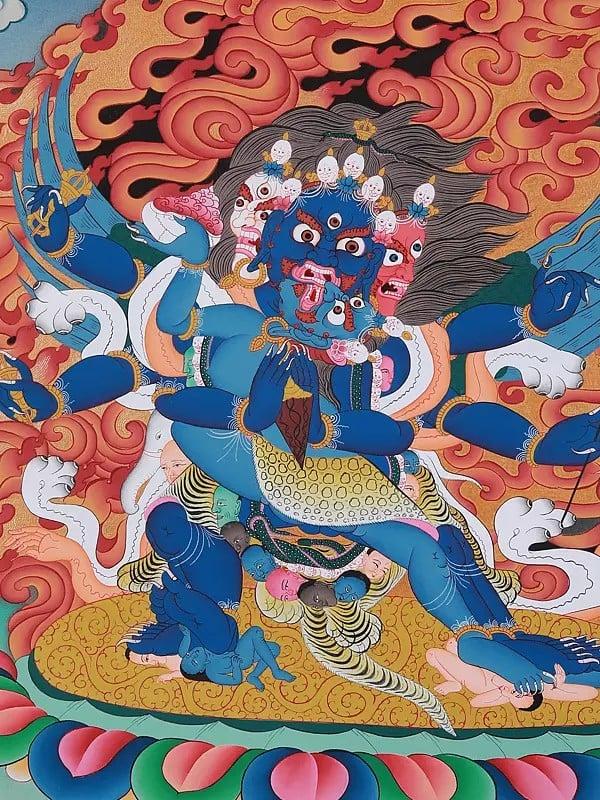 Exotic India Wrathful Deity Yamantaka | Brocadeless Thangka Painting 