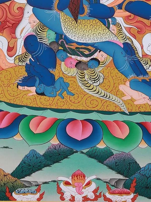 Exotic India Wrathful Deity Yamantaka | Brocadeless Thangka Painting 