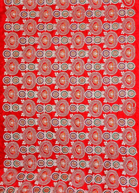 exotic india Zardozi Costume Fabric with Sequins Work and Metallic Thread Embroidery by Hand 