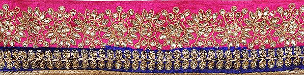 exotic india Zari-Embroidered Fabric Border with Crystals and Sequins 