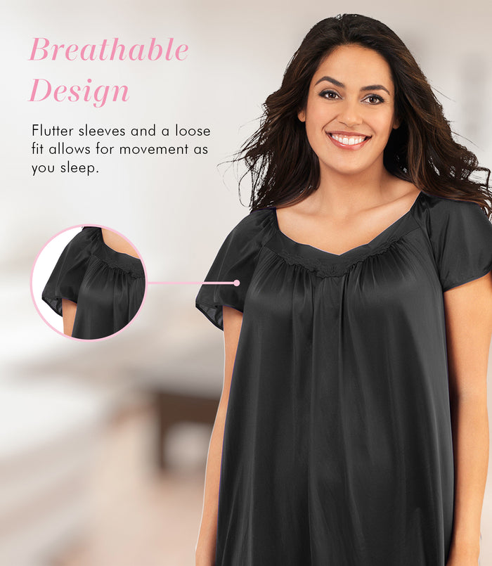 Exquisite Form Flutter Sleeve Gown Midnight Black