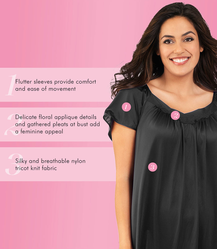 Exquisite Form Flutter Sleeve Gown Midnight Black
