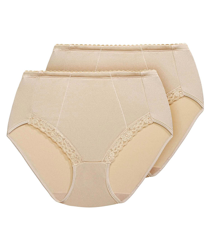 Exquisite Form Exquisite Form® 2-Pack Control Top Lace Shaping Panties Nude
