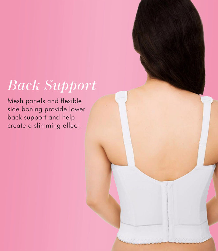 Exquisite Form FULLY® Back Close Wirefree Longline Bra White