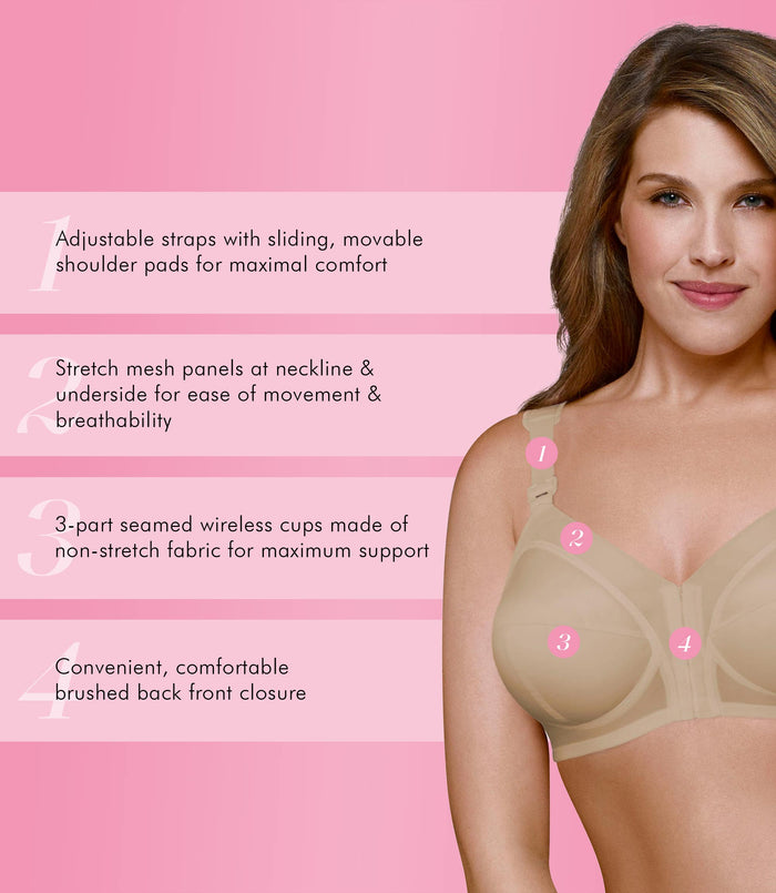 Exquisite Form FULLY® Front Close Wirefree Classic Support Bra Beige