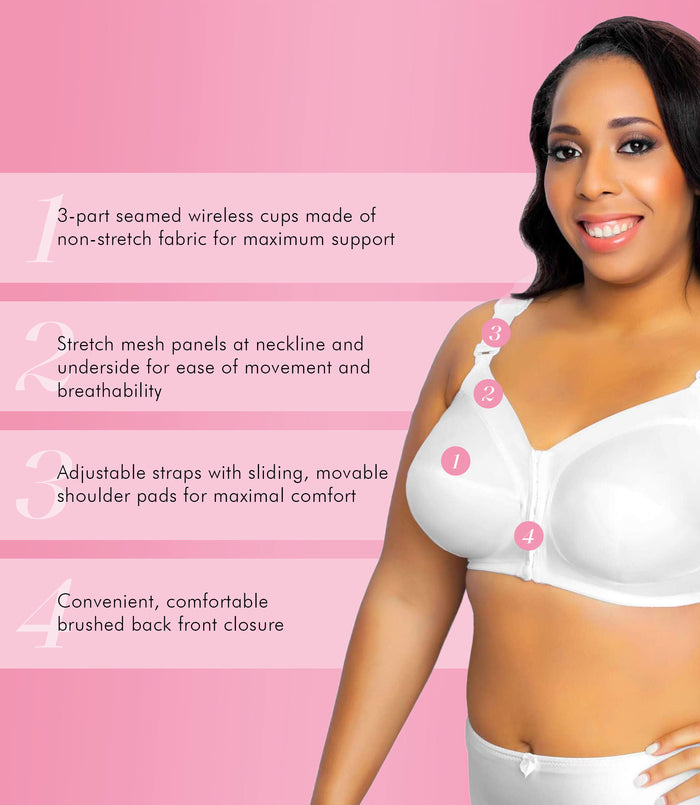 Exquisite Form FULLY® Front Close Wirefree Classic Support Bra White