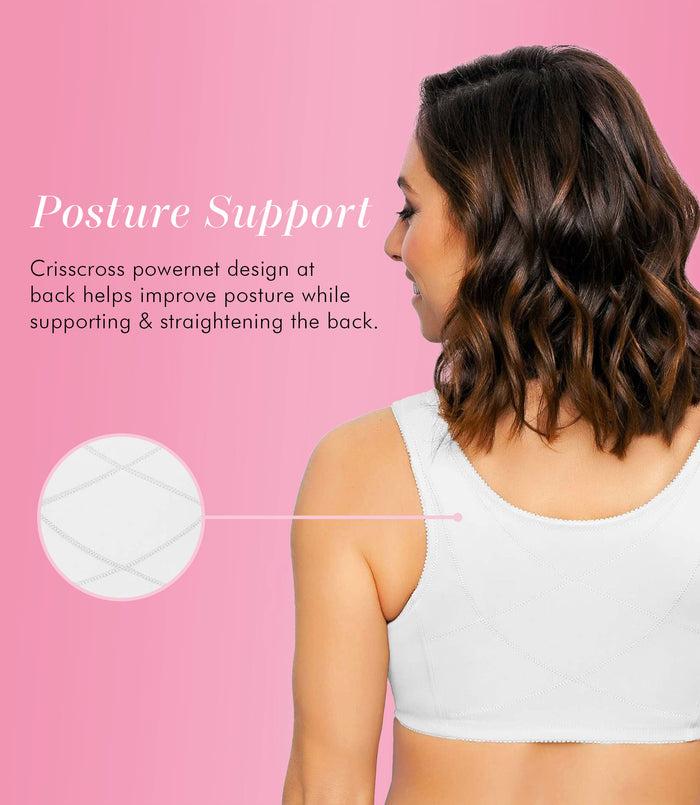 Exquisite Form FULLY® Front Close Wirefree Cotton Posture Bra With Lace White