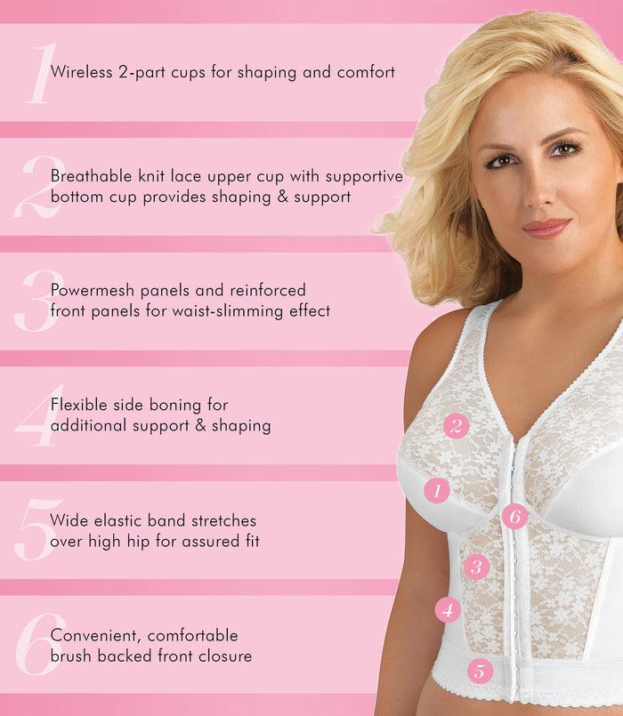 Exquisite Form FULLY® Front Close Wirefree Longline Posture Bra With Lace White