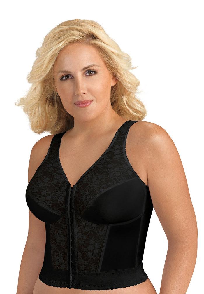 exquisite form FULLY® Front Close Wirefree Longline Posture Bra with Lace Black