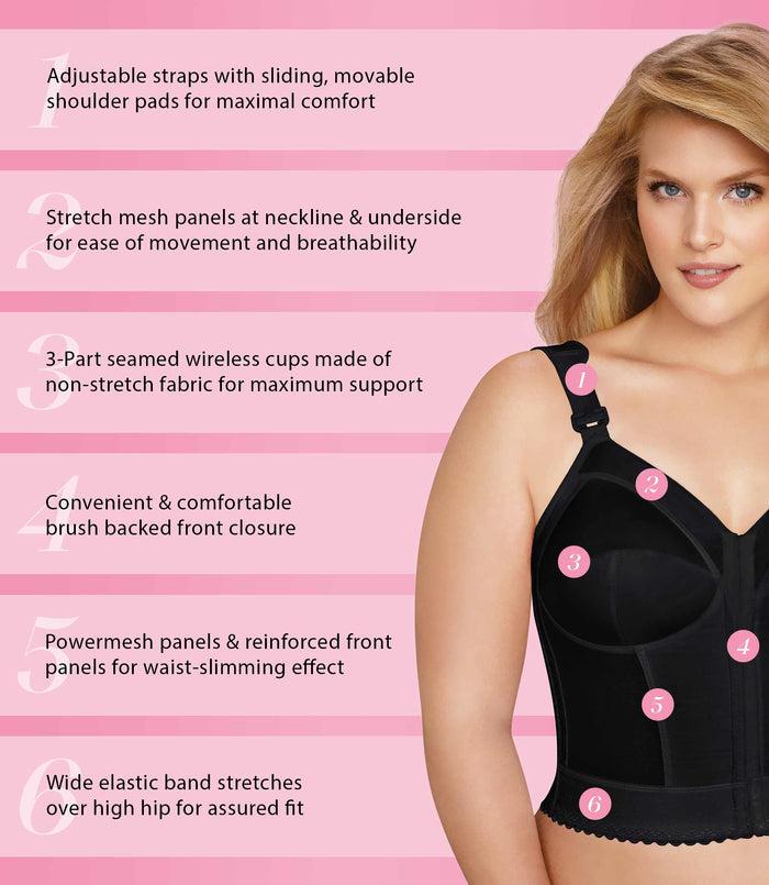 Exquisite Form FULLY® Front Close Wirefree Longline Posture Bra Black