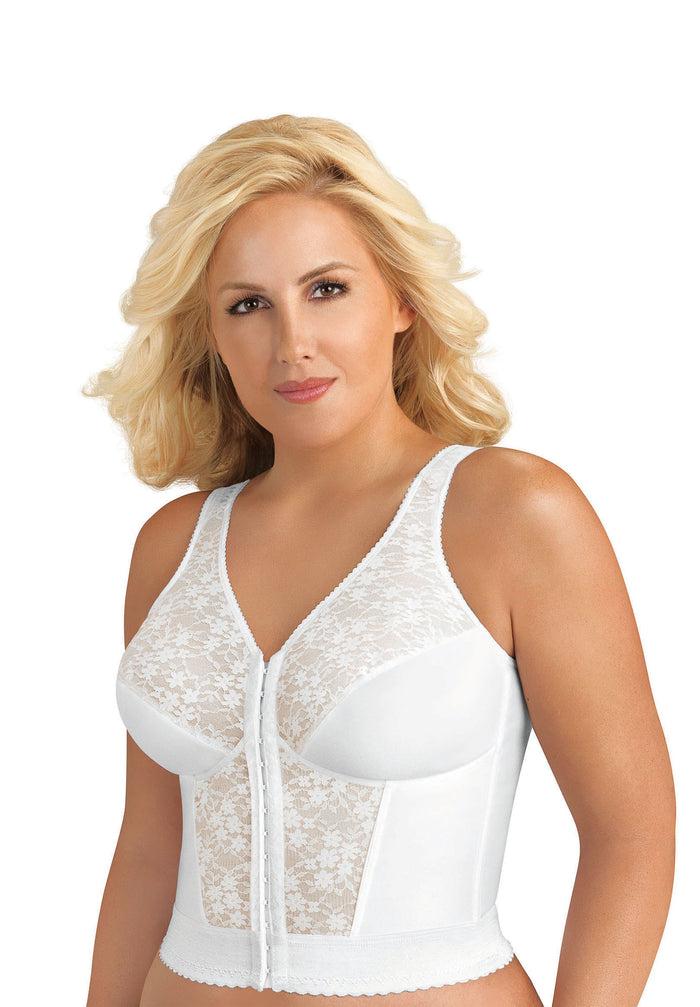 exquisite form FULLY® Front Close Wirefree Longline Posture Bra with Lace White
