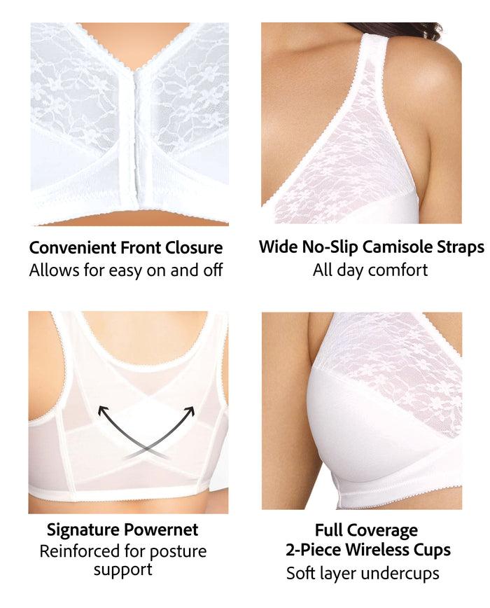 Exquisite Form FULLY® Front Close Wirefree Posture Bra With Lace Time Square Navy