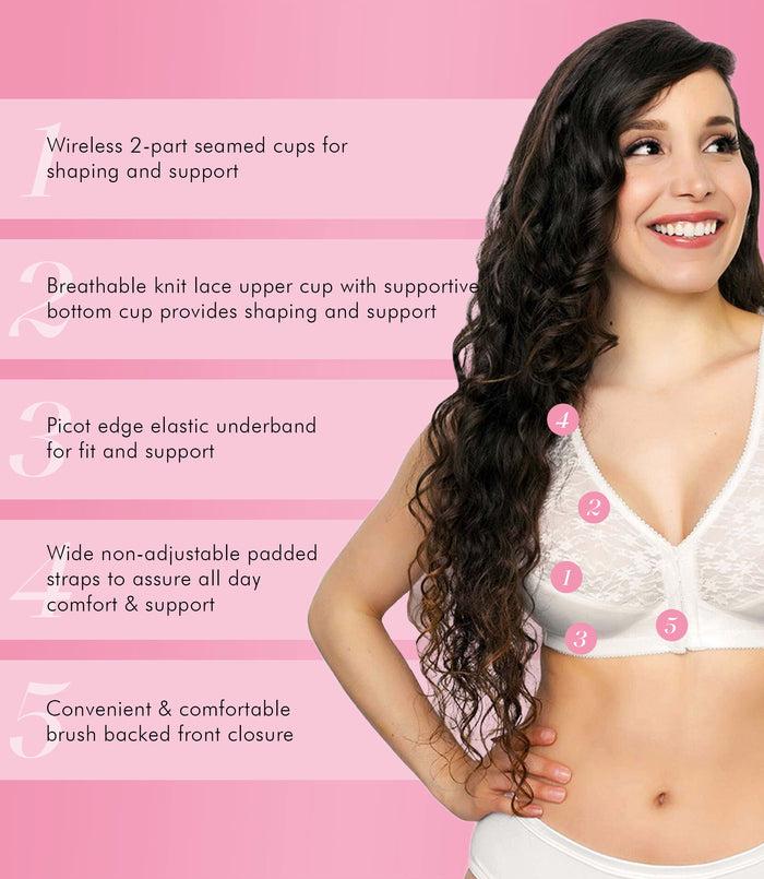 Exquisite Form FULLY® Front Close Wirefree Posture Bra With Lace White