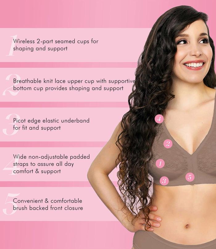 Exquisite Form FULLY® Front Close Wirefree Posture Bra With Lace Walnut
