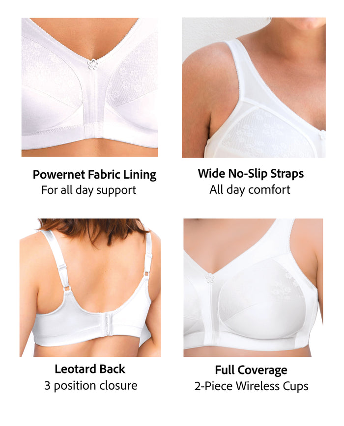 Exquisite Form FULLY® Side Shaping Wirefree Bra With Floral Lace Black