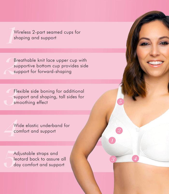 Exquisite Form FULLY® Side Shaping Wirefree Bra With Floral Lace White