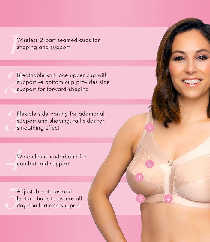 Exquisite Form FULLY® Side Shaping Wirefree Bra With Floral Lace Rose Beige