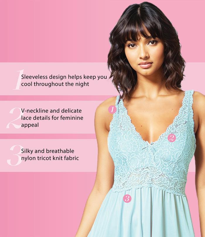 Exquisite Form NEW STYLE - Sleeveless Long Gown With Stretch Lace Azure Mist