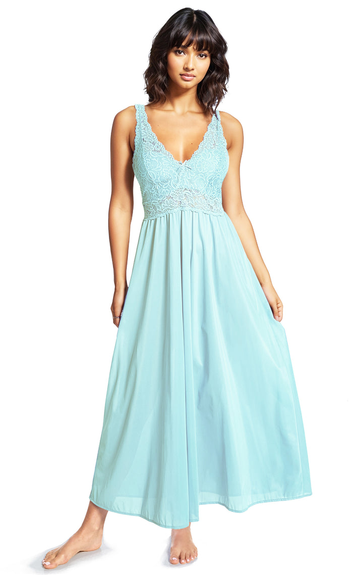exquisite form NEW STYLE - Sleeveless Long Gown with Stretch Lace Azure Mist