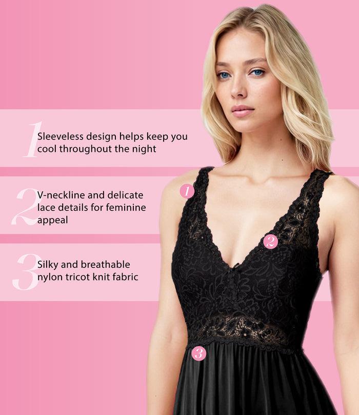 Exquisite Form NEW STYLE - Sleeveless Long Gown With Stretch Lace Midnight Black