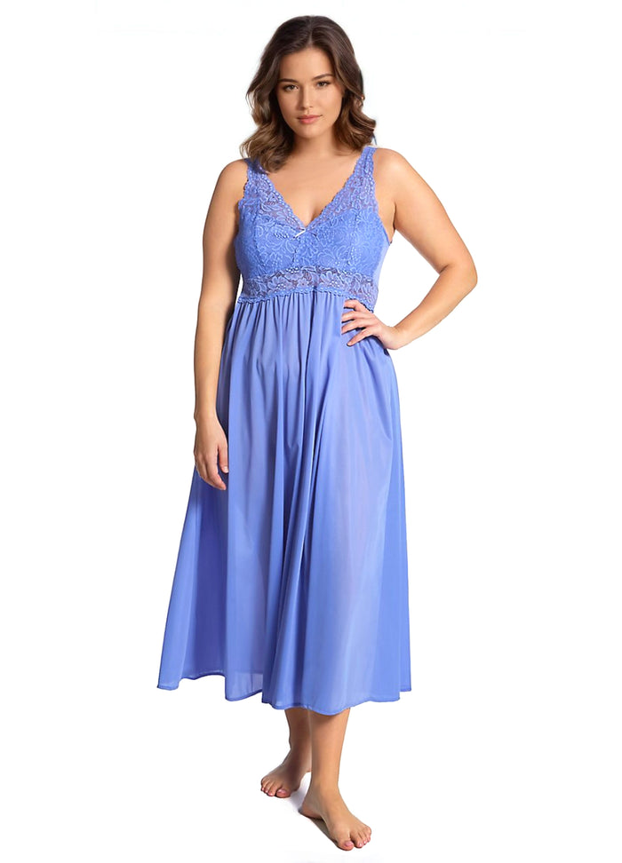 Exquisite Form NEW STYLE - Sleeveless Long Gown With Stretch Lace Victory Violet