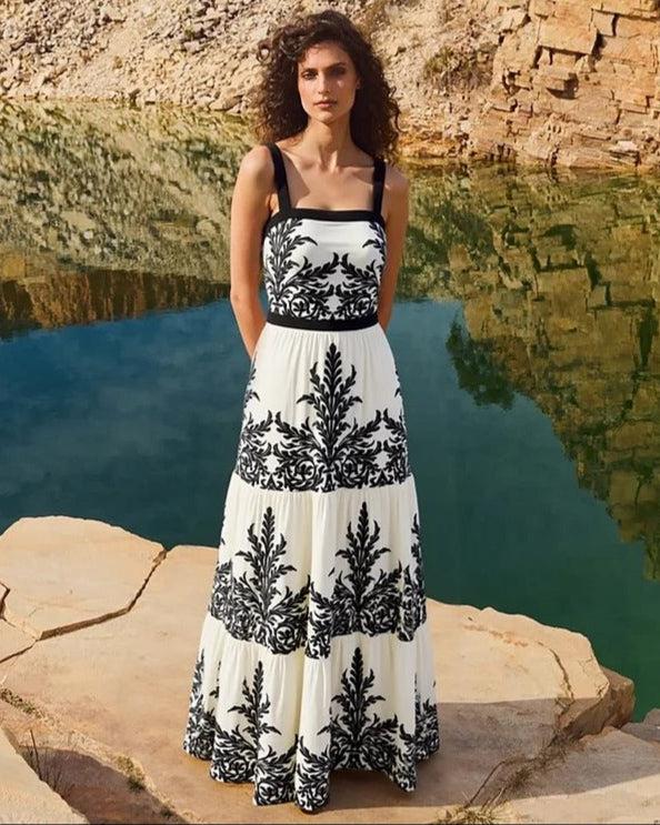 extro & vert Black Ferns Pattern Printed One Piece Swimsuit and Skirt