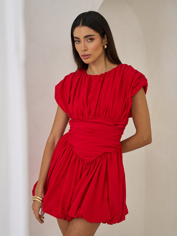 Extro & Vert PLEATED SOLID MINI DRESS