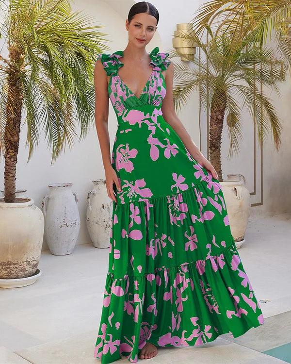 extro & vert Fashionable Ruffled One-Piece Swimsuit&Long Skirt