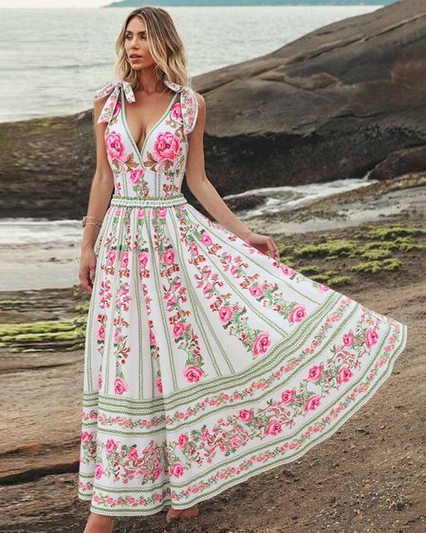 extro & vert Fresh Pink Flower Print One-Piece Swimsuit Set