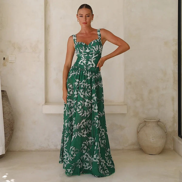 Extro & Vert Sling Underwired Shirring Printed One Piece Swimsuit And Skirt