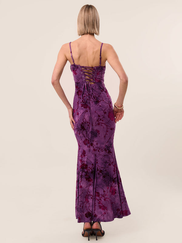 Extro & Vert Strappy Floral Burnout Maxi Dress In Amethyst