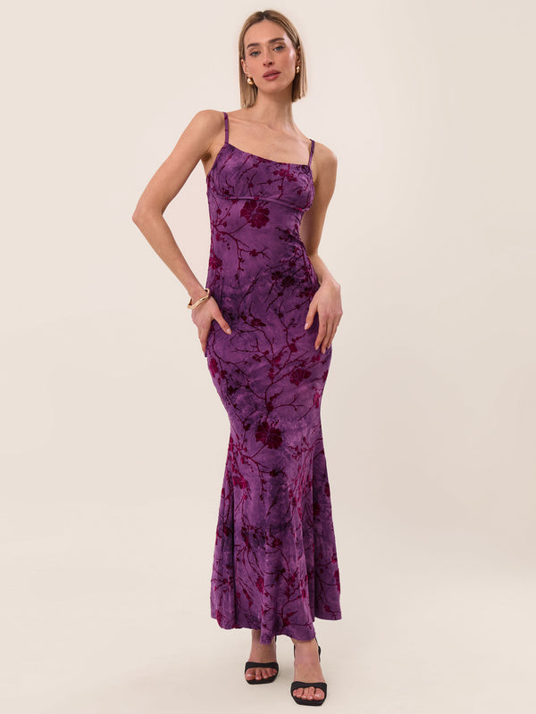 extro & vert Strappy Floral Burnout Maxi Dress In Amethyst