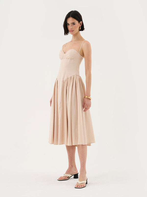 Extro & Vert Sweetheart Neck Strappy Stone Midi Corset Dress