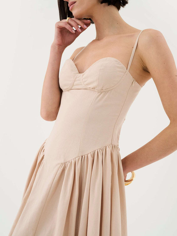 Extro & Vert Sweetheart Neck Strappy Stone Midi Corset Dress