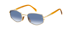 Eyewear By David Beckham DB 1129/S - Gold Horn - Dk Blue Shaded