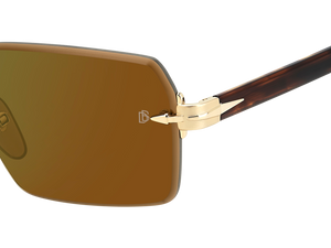 Eyewear By David Beckham DB 7109/S - Gold Brown Horn - Green Mirror