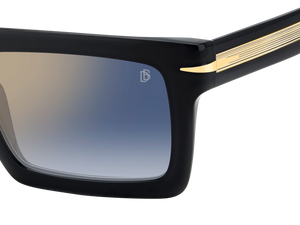 Eyewear By David Beckham DB 7126/S - Black Gold - Blue Shaded Gold Mirror