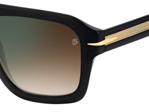 Eyewear By David Beckham DB 7127/S - Black Gold - Brown Shaded Green Mirror