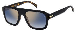 Eyewear By David Beckham DB 7127/S - Black Havana - Blue Shaded Gold Mirror