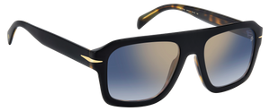 Eyewear By David Beckham DB 7127/S - Black Havana - Blue Shaded Gold Mirror