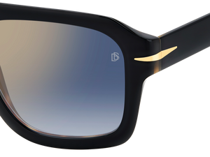 Eyewear By David Beckham DB 7127/S - Black Havana - Blue Shaded Gold Mirror