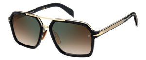 Eyewear By David Beckham DB 7128/S - Black Gold - Brown Shaded Green Mirror