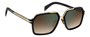 Eyewear By David Beckham DB 7128/S - Black Gold - Brown Shaded Green Mirror