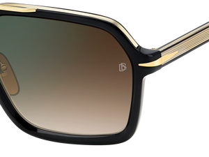 Eyewear By David Beckham DB 7128/S - Black Gold - Brown Shaded Green Mirror