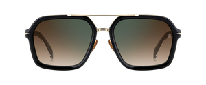 eyewear by david beckham DB 7128/S - Black Gold - Brown Shaded Green Mirror