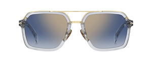 eyewear by david beckham DB 7128/S - Grey Gold - Blue Shaded Gold Mirror