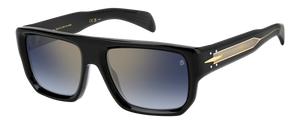 Eyewear By David Beckham DB 7132/S - Black - Blue Shaded Gold Mirror