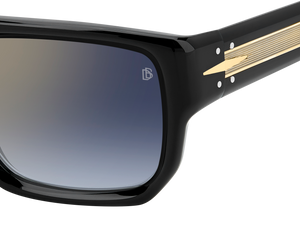 Eyewear By David Beckham DB 7132/S - Black - Blue Shaded Gold Mirror