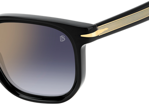 Eyewear By David Beckham DB 7133/S - Black - Blue Shaded Gold Mirror