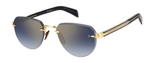 Eyewear By David Beckham DB 7144/S - Gold Black_ - Blue Shaded Gold Mirror